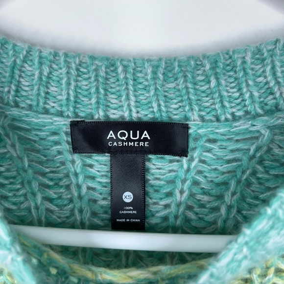 Aqua Cashmere Rainbow Stripe Sweater Crew Neck Knit Colorful Size XS - Picture 5 of 8